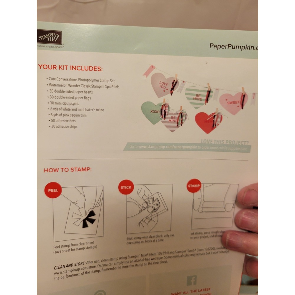 Stampin' Up! PAPER PUMPKIN CUTE CONVERSATIONS Full Kit Valentine's Day - Picture 3 of 6